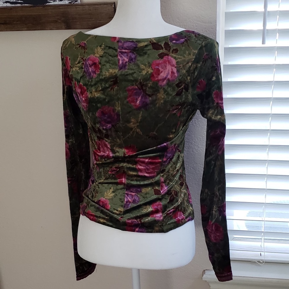 Vintage Betsey Johnson Green Floral Corset Top - Picture 4 of 7